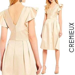 Cremeiux NWT Mary Gold Statement Ruffle-Sleeve Dress, Size 0